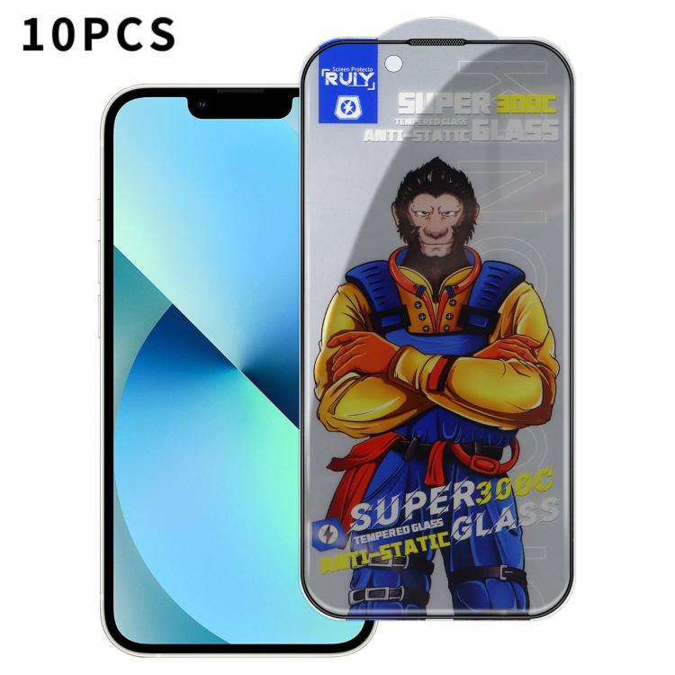 For iPhone 13 10pcs Armor 300C Ultra-Curved Anti-Static Anti-Dust Silk-Screened Privacy Tempered Glass Film