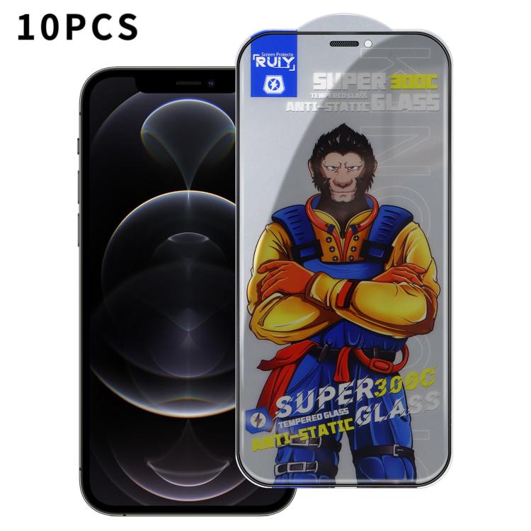 For iPhone 12 Pro Max 10pcs Armor 300C Ultra-Curved Anti-Static Anti-Dust Silk-Screened Privacy Tempered Glass Film
