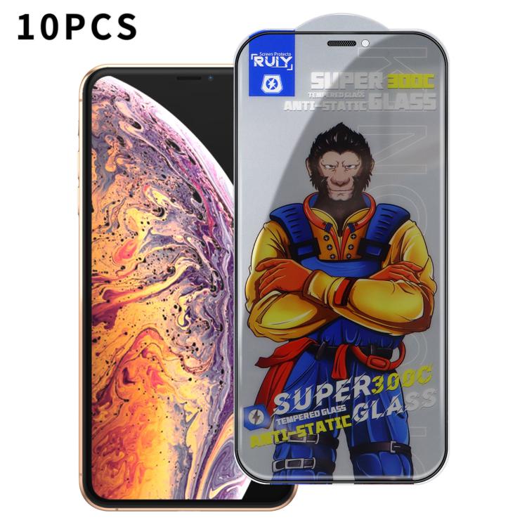 For iPhone XS 10pcs Armor 300C Ultra-Curved Anti-Static Anti-Dust Silk-Screened Privacy Tempered Glass Film