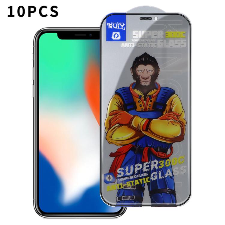 For iPhone X 10pcs Armor 300C Ultra-Curved Anti-Static Anti-Dust Silk-Screened Privacy Tempered Glass Film