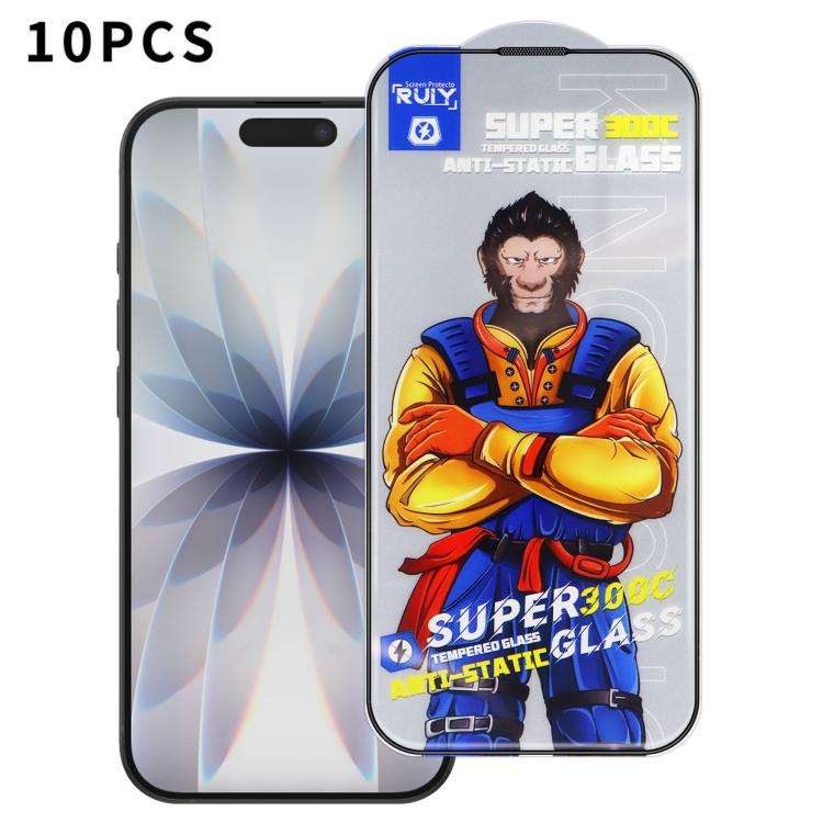 For iPhone 17 10pcs Armor 300C Ultra-Curved Anti-Static Anti-Dust Silk-Screened HD Tempered Glass Film