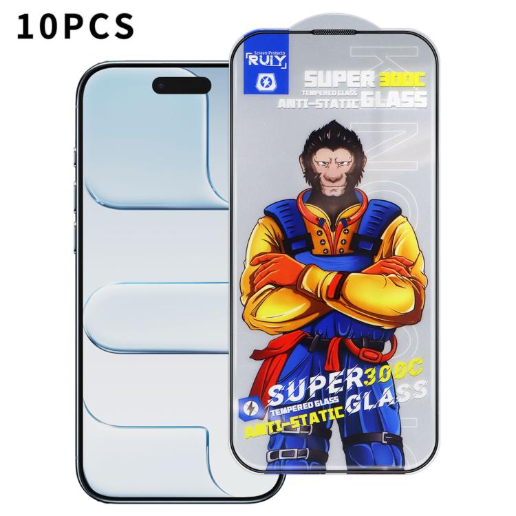 For iPhone Air 10pcs Armor 300C Ultra-Curved Anti-Static Anti-Dust Silk-Screened HD Tempered Glass Film