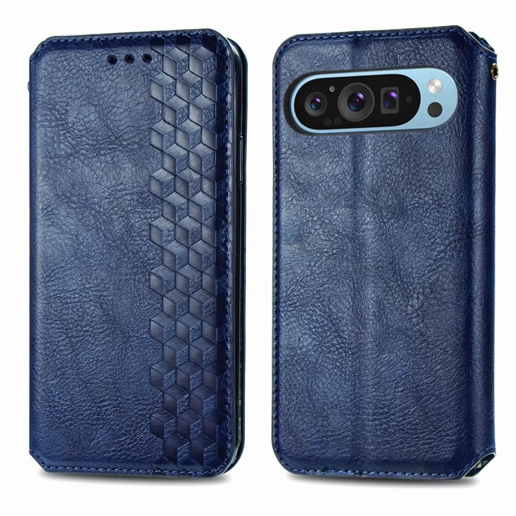 For Google Pixel 9 / 9 Pro Cubic Grid Pressed Magnetic Leather Phone Case