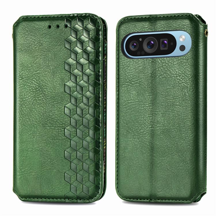 For Google Pixel 9 / 9 Pro Cubic Grid Pressed Magnetic Leather Phone Case