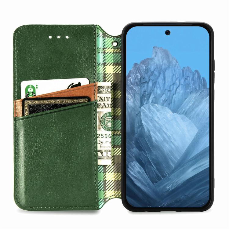 For Google Pixel 9 / 9 Pro Cubic Grid Pressed Magnetic Leather Phone Case