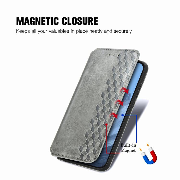 For Google Pixel 9 / 9 Pro Cubic Grid Pressed Magnetic Leather Phone Case