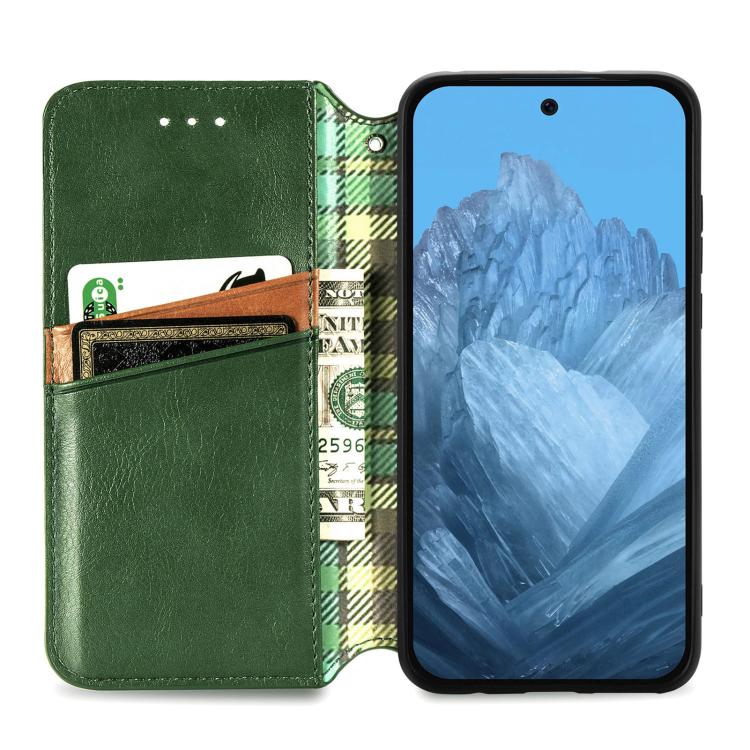 For Google Pixel 9 Pro XL Cubic Grid Pressed Magnetic Leather Phone Case