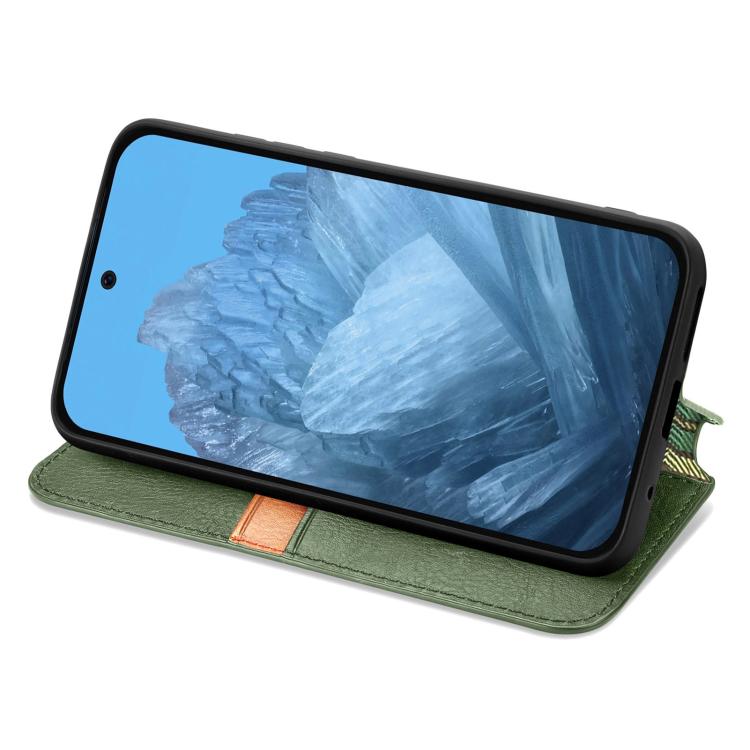 For Google Pixel 9 Pro XL Cubic Grid Pressed Magnetic Leather Phone Case