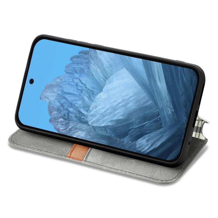 For Google Pixel 9 Pro XL Cubic Grid Pressed Magnetic Leather Phone Case