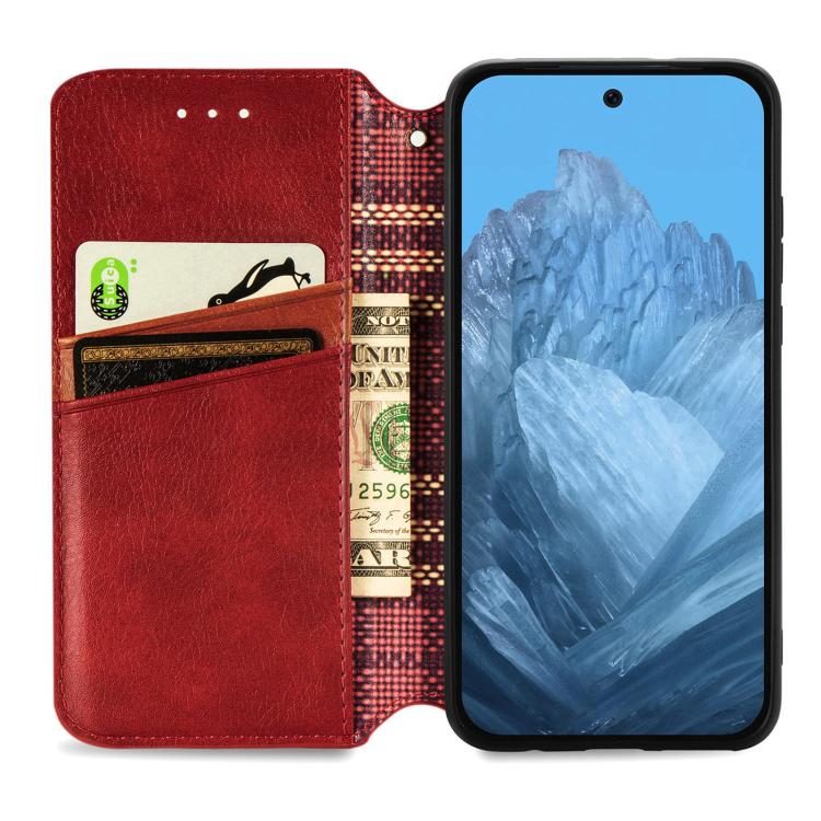 For Google Pixel 9 Pro XL Cubic Grid Pressed Magnetic Leather Phone Case