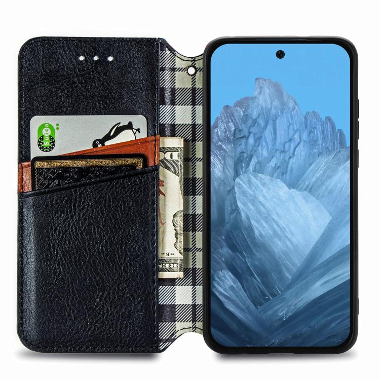 For Google Pixel 10 / 10 Pro Cubic Grid Pressed Magnetic Leather Phone Case
