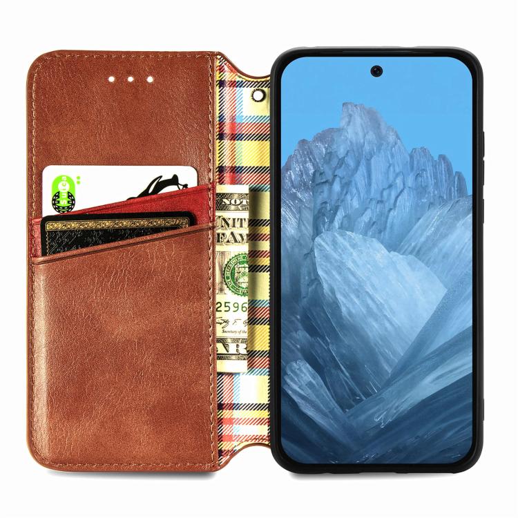 For Google Pixel 10 / 10 Pro Cubic Grid Pressed Magnetic Leather Phone Case