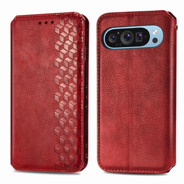 For Google Pixel 10 / 10 Pro Cubic Grid Pressed Magnetic Leather Phone Case