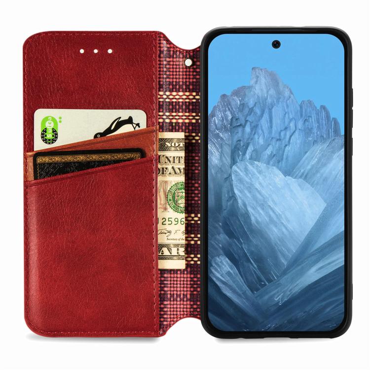 For Google Pixel 10 / 10 Pro Cubic Grid Pressed Magnetic Leather Phone Case