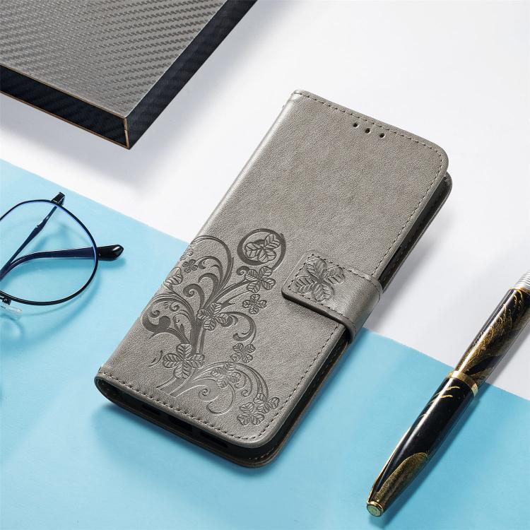 For Google Pixel 10 Pro XL Four-leaf Clasp Embossed Buckle Leather Phone Case