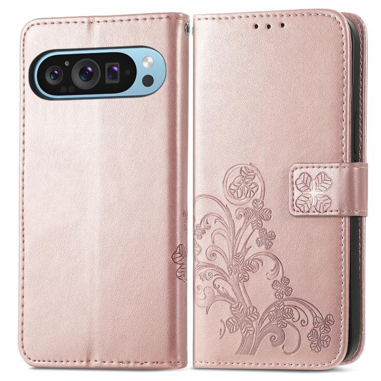 For Google Pixel 10 Pro XL Four-leaf Clasp Embossed Buckle Leather Phone Case