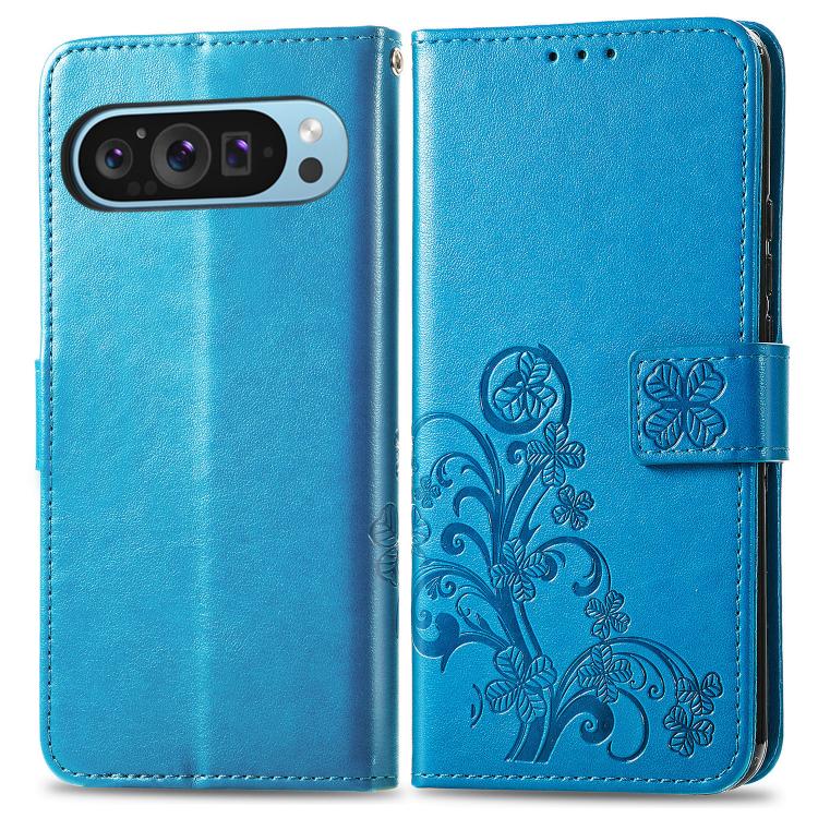 For Google Pixel 10 Pro XL Four-leaf Clasp Embossed Buckle Leather Phone Case