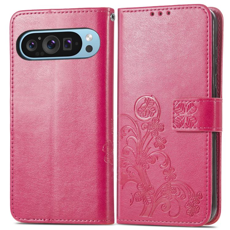 For Google Pixel 10 / 10 Pro Four-leaf Clasp Embossed Buckle Leather Phone Case