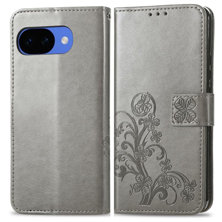 For Google Pixel 10a Four-leaf Clasp Embossed Buckle Leather Phone Case