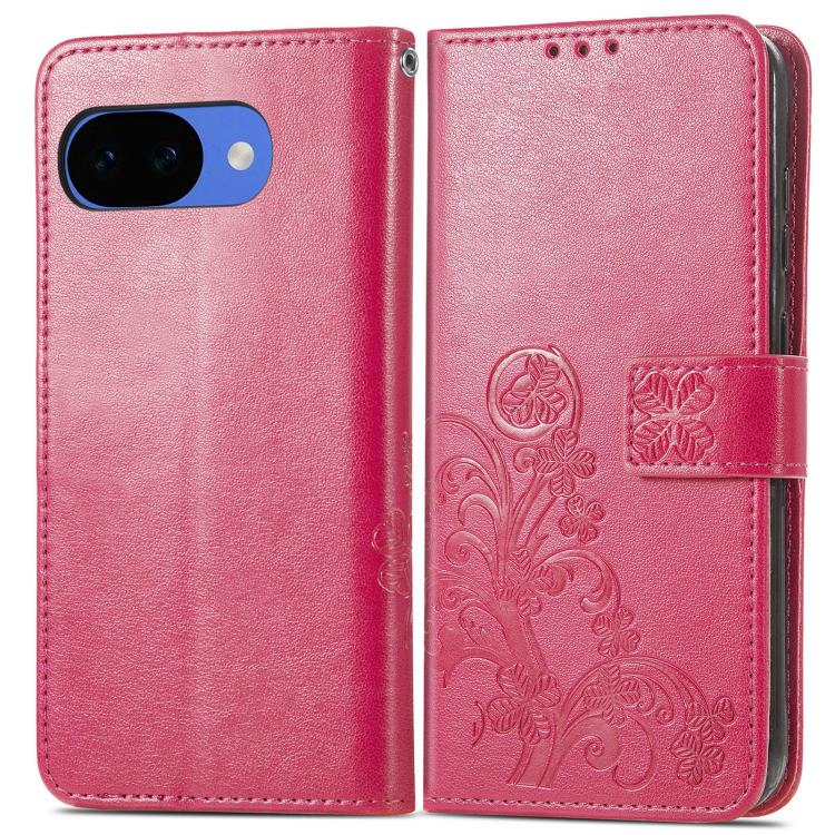 For Google Pixel 10a Four-leaf Clasp Embossed Buckle Leather Phone Case