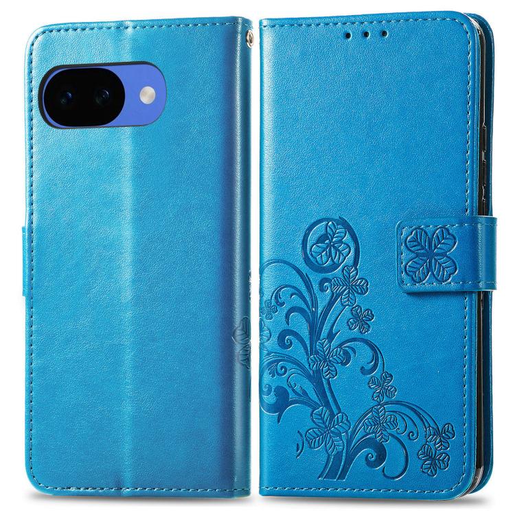 For Google Pixel 10a Four-leaf Clasp Embossed Buckle Leather Phone Case