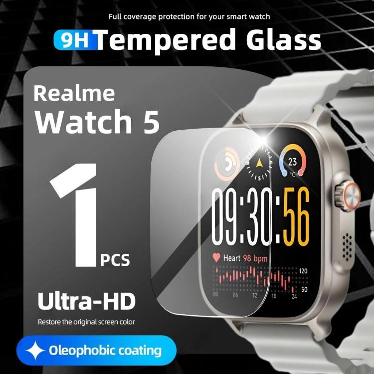 For Realme Watch 5 High-Aluminium HD Tempered Glass Watch Screen Protector Film