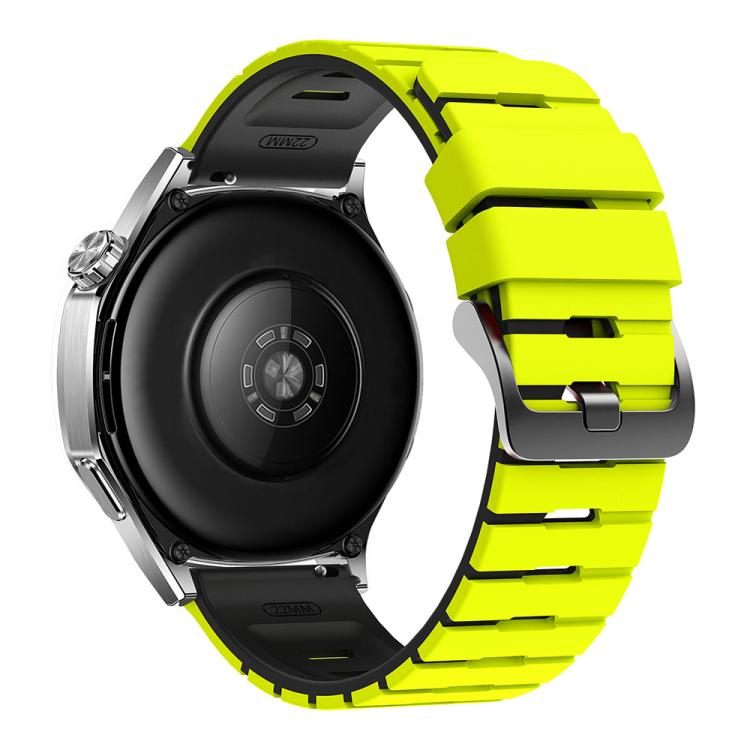 22mm Piano Texture Two Color Silicone Watch Band - Light Yellow Black