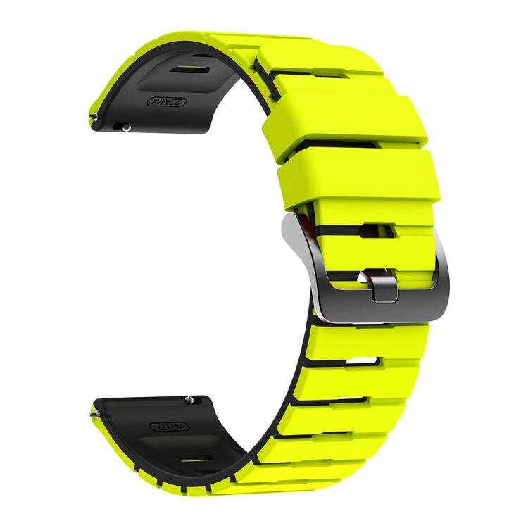 22mm Piano Texture Two Color Silicone Watch Band - Light Yellow Black