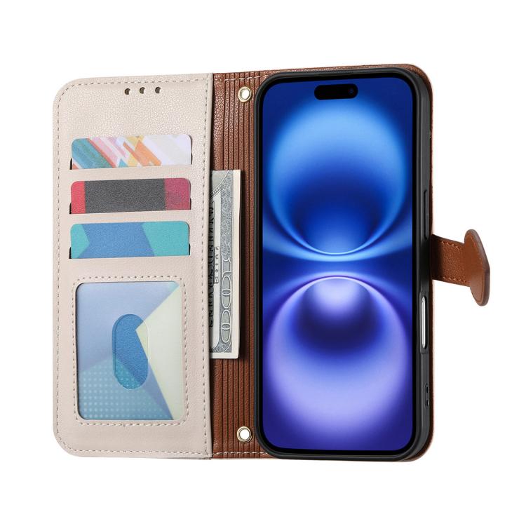 For iPhone 17 Leaf Buckle Zipper Wallet Leather Phone Case with Strap