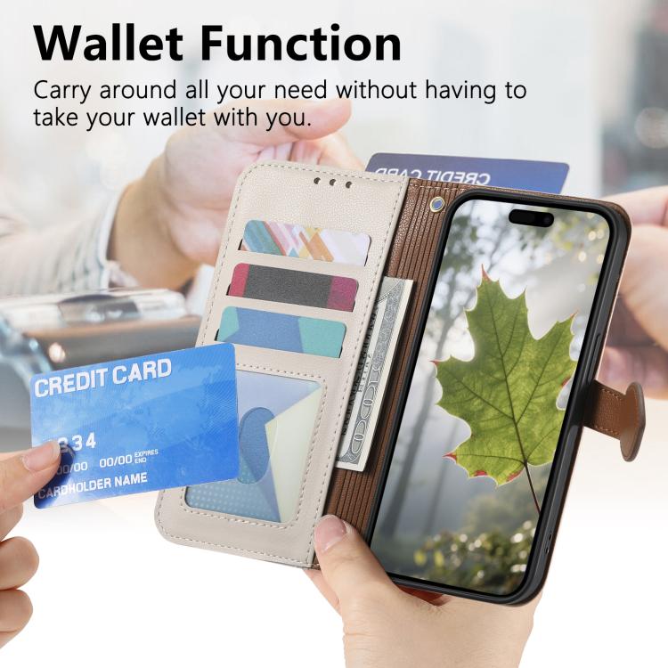 For iPhone 17 Pro Leaf Buckle Zipper Wallet Leather Phone Case with Strap