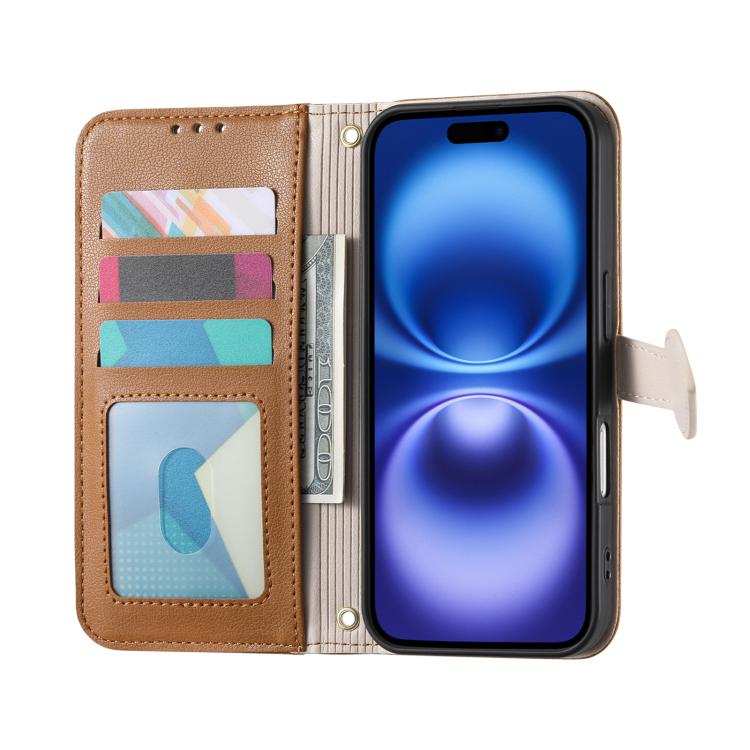 For iPhone Air Leaf Buckle Zipper Wallet Leather Phone Case with Strap