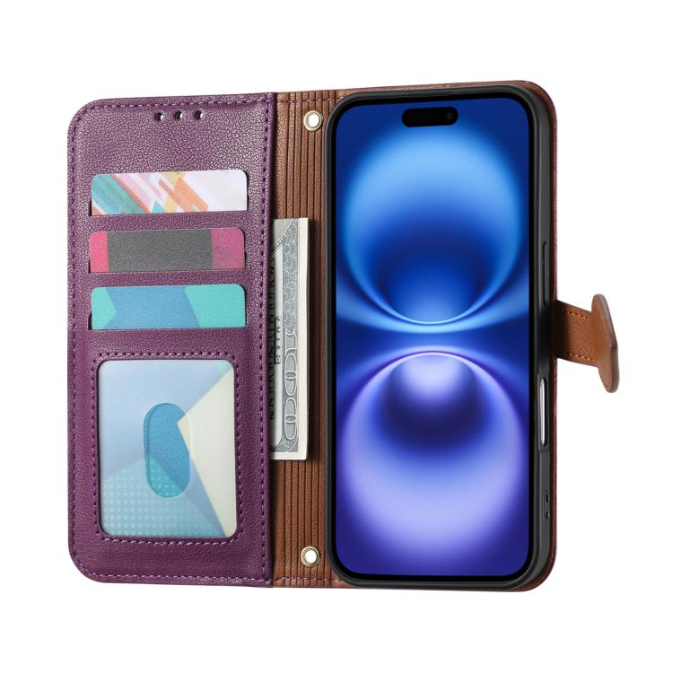 For iPhone Air Leaf Buckle Zipper Wallet Leather Phone Case with Strap
