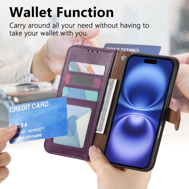 For iPhone Air Leaf Buckle Zipper Wallet Leather Phone Case with Strap