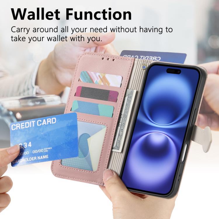 For iPhone Air Leaf Buckle Zipper Wallet Leather Phone Case with Strap