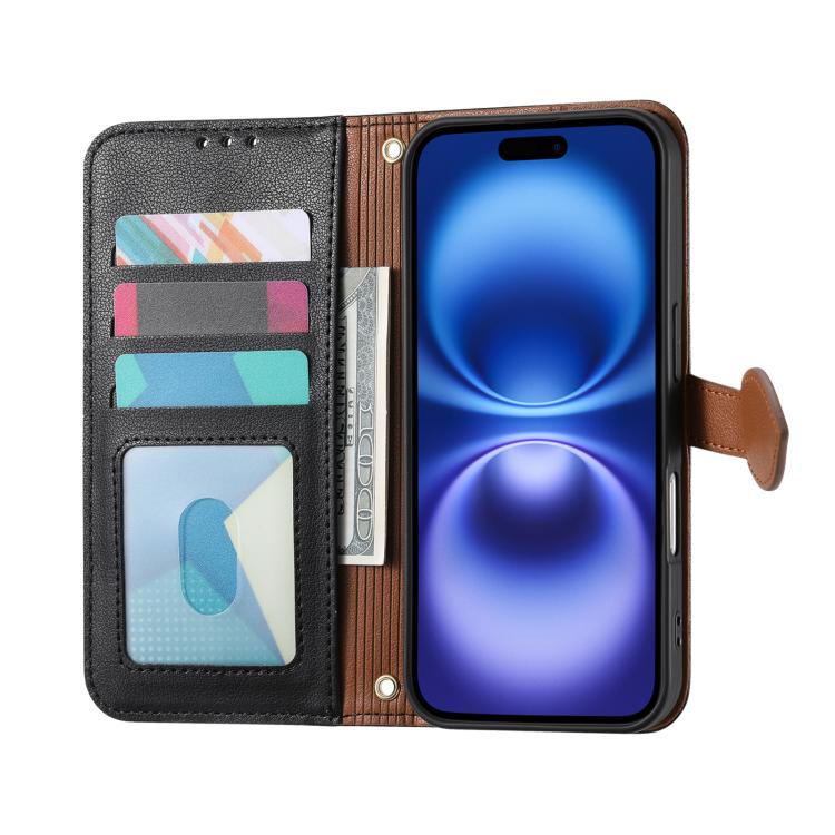 For iPhone Air Leaf Buckle Zipper Wallet Leather Phone Case with Strap