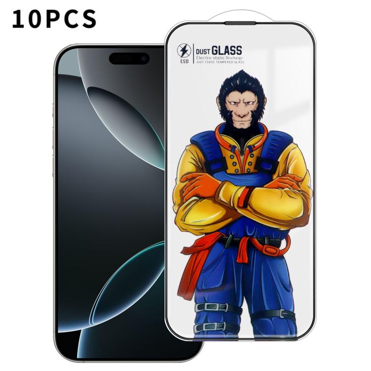 For iPhone 16 Pro Max 10pcs Armor Super-Strong 3D Curved 120C Anti-Static High-Aluminum Screen-Printed HD Tempered Glass Film