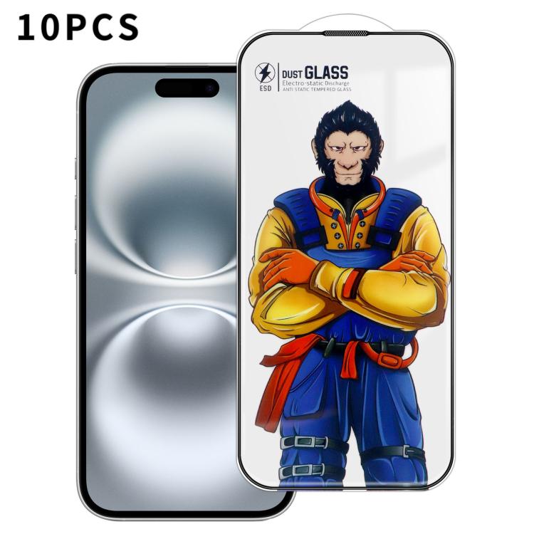 For iPhone 16 10pcs Armor Super-Strong 3D Curved 120C Anti-Static High-Aluminum Screen-Printed HD Tempered Glass Film