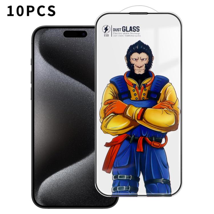 For iPhone 15 Pro Max 10pcs Armor Super-Strong 3D Curved 120C Anti-Static High-Aluminum Screen-Printed HD Tempered Glass Film