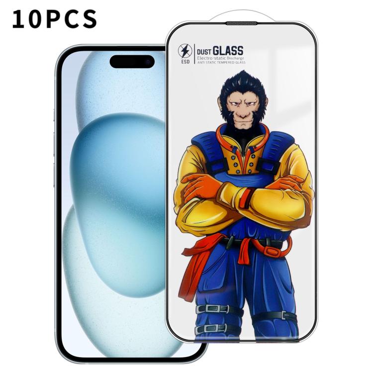 For iPhone 15 Plus 10pcs Armor Super-Strong 3D Curved 120C Anti-Static High-Aluminum Screen-Printed HD Tempered Glass Film