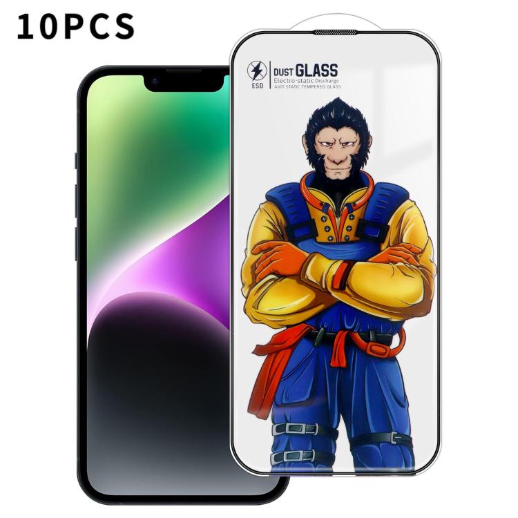 For iPhone 14 10pcs Armor Super-Strong 3D Curved 120C Anti-Static High-Aluminum Screen-Printed HD Tempered Glass Film