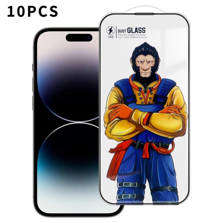 For iPhone 14 Pro 10pcs Armor Super-Strong 3D Curved 120C Anti-Static High-Aluminum Screen-Printed HD Tempered Glass Film