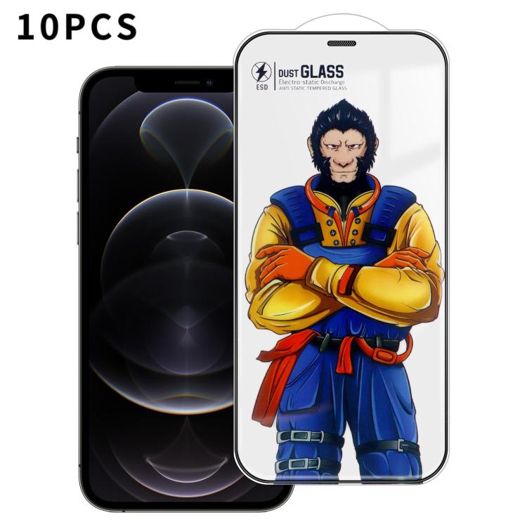 For iPhone 12 Pro Max 10pcs Armor Super-Strong 3D Curved 120C Anti-Static High-Aluminum Screen-Printed HD Tempered Glass Film