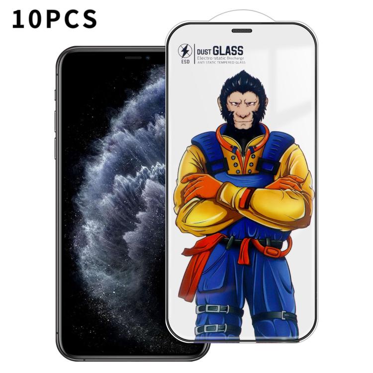 For iPhone 11 Pro Max 10pcs Armor Super-Strong 3D Curved 120C Anti-Static High-Aluminum Screen-Printed HD Tempered Glass Film