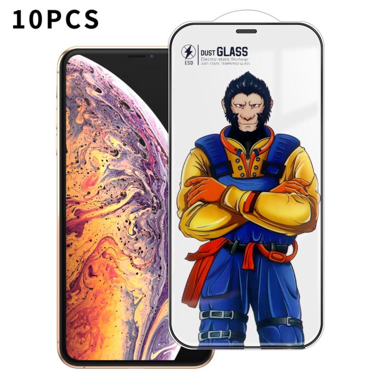 For iPhone XS Max 10pcs Armor Super-Strong 3D Curved 120C Anti-Static High-Aluminum Screen-Printed HD Tempered Glass Film