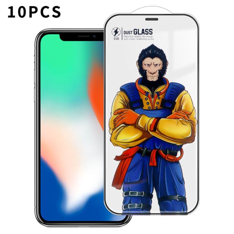 For iPhone X 10pcs Armor Super-Strong 3D Curved 120C Anti-Static High-Aluminum Screen-Printed HD Tempered Glass Film