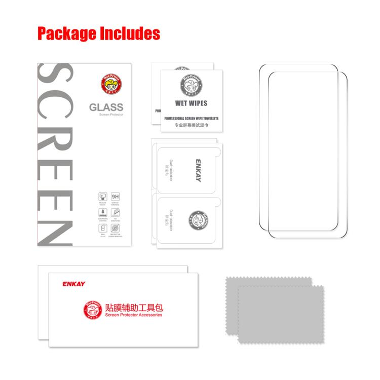For OnePlus 15 2pcs ENKAY 0.18mm High Aluminum-silicon Tempered Glass Film, Support Ultrasonic Fingerprint Unclock