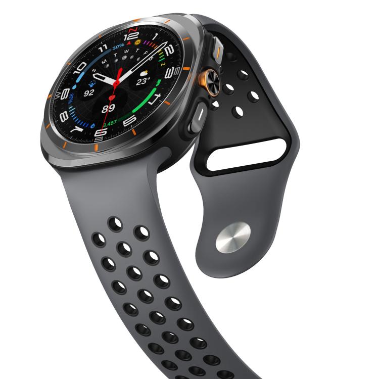 For Samsung Galaxy Watch Ultra 47mm / Ultra 2025 Two Color Round Holes Reverse Buckle Silicone Watch Band