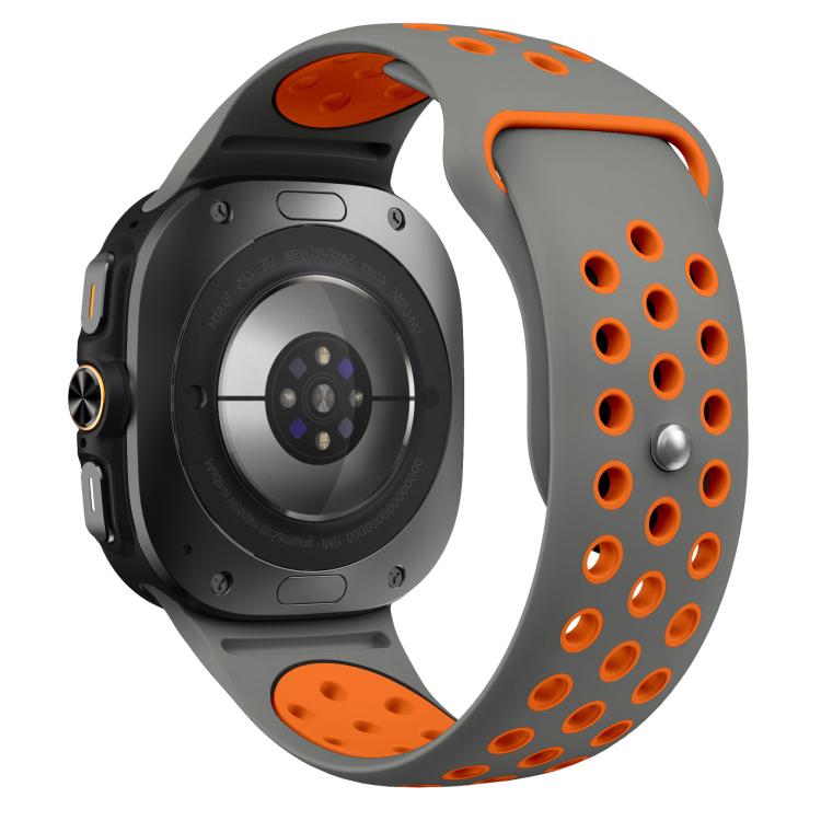 For Samsung Galaxy Watch Ultra 47mm / Ultra 2025 Two Color Round Holes Reverse Buckle Silicone Watch Band