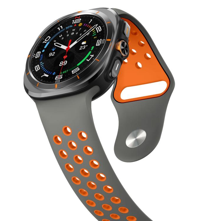 For Samsung Galaxy Watch Ultra 47mm / Ultra 2025 Two Color Round Holes Reverse Buckle Silicone Watch Band
