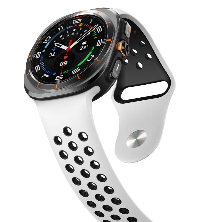 For Samsung Galaxy Watch Ultra 47mm / Ultra 2025 Two Color Round Holes Reverse Buckle Silicone Watch Band
